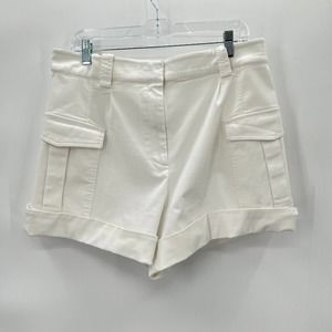 DEREK LAM 10 CROSBY Ryder Cuffed Cargo Shorts In White Sz 14 NWOT